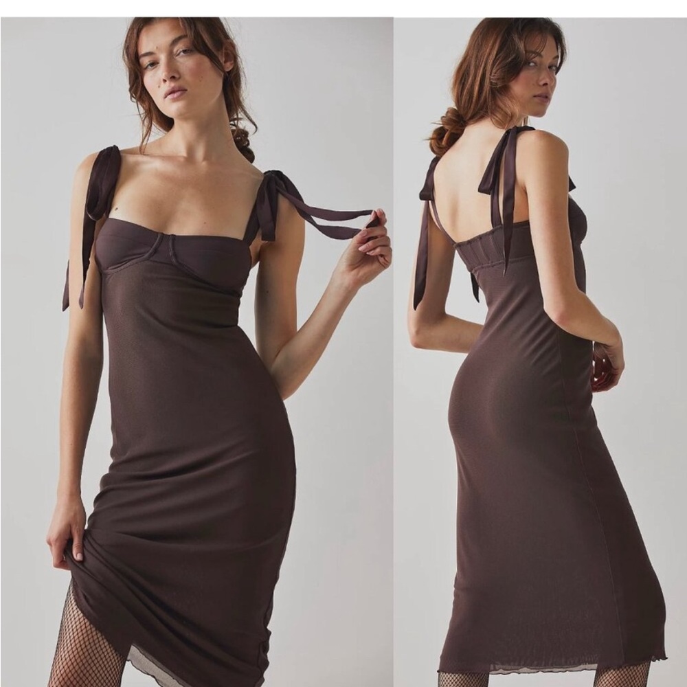 Chic Brown Tie-Strap Dress